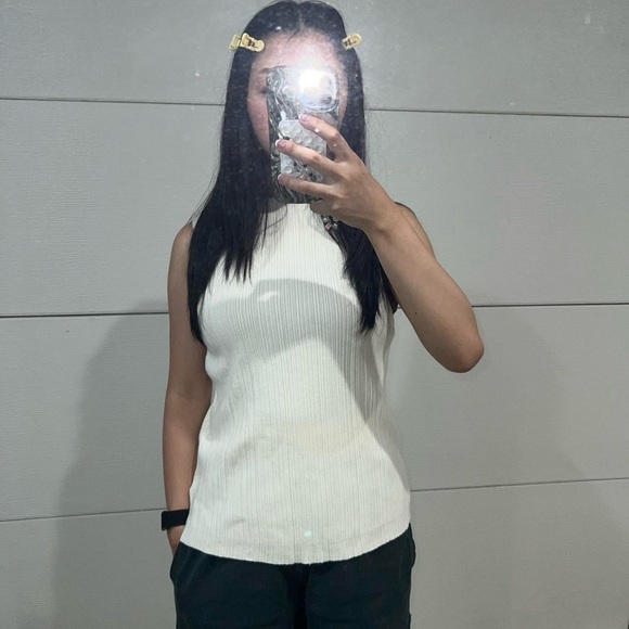 Cream Ribbed Tank Top - Picture 6 of 7